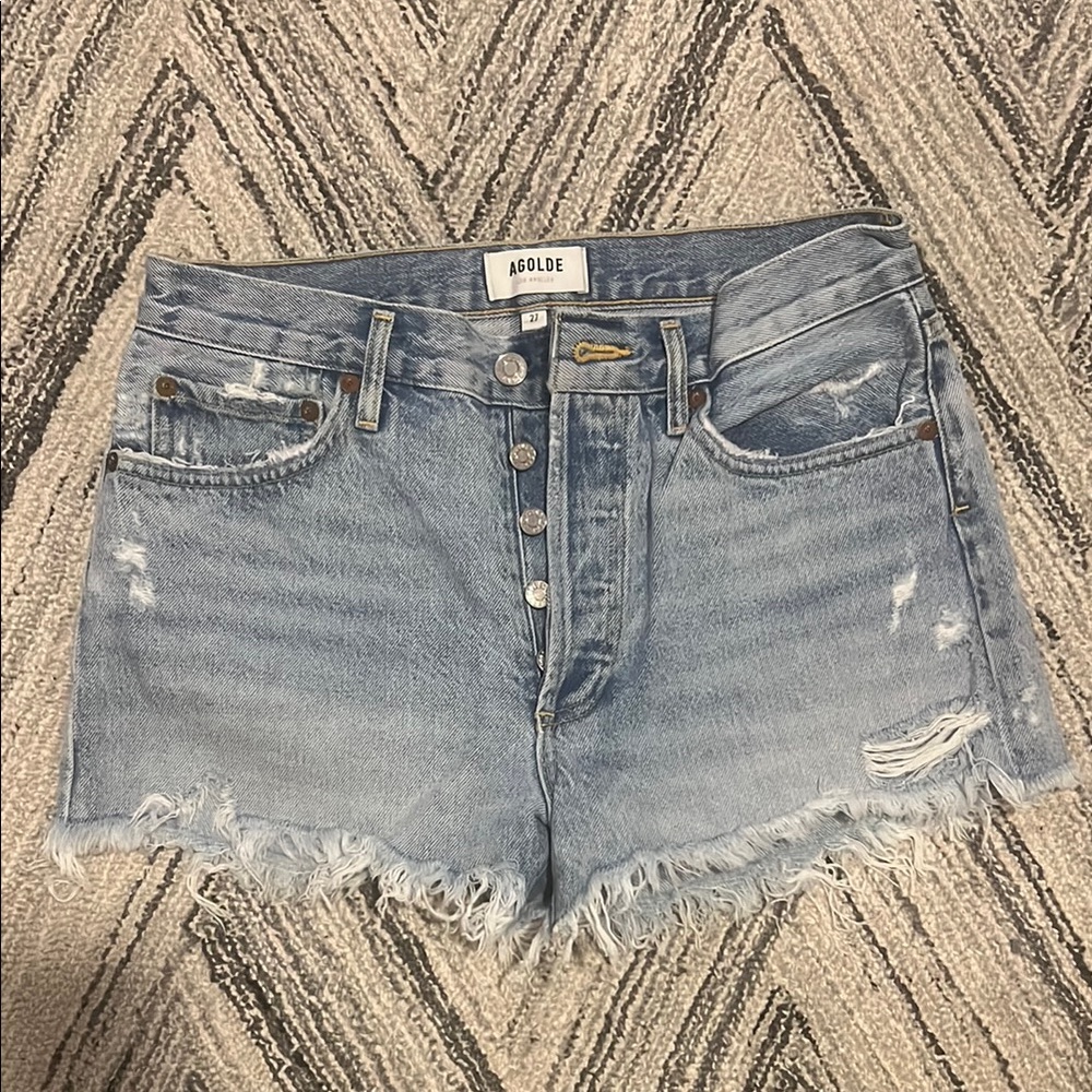 Womens Agolde cutoff Parker Jean Denim Shorts Size 27